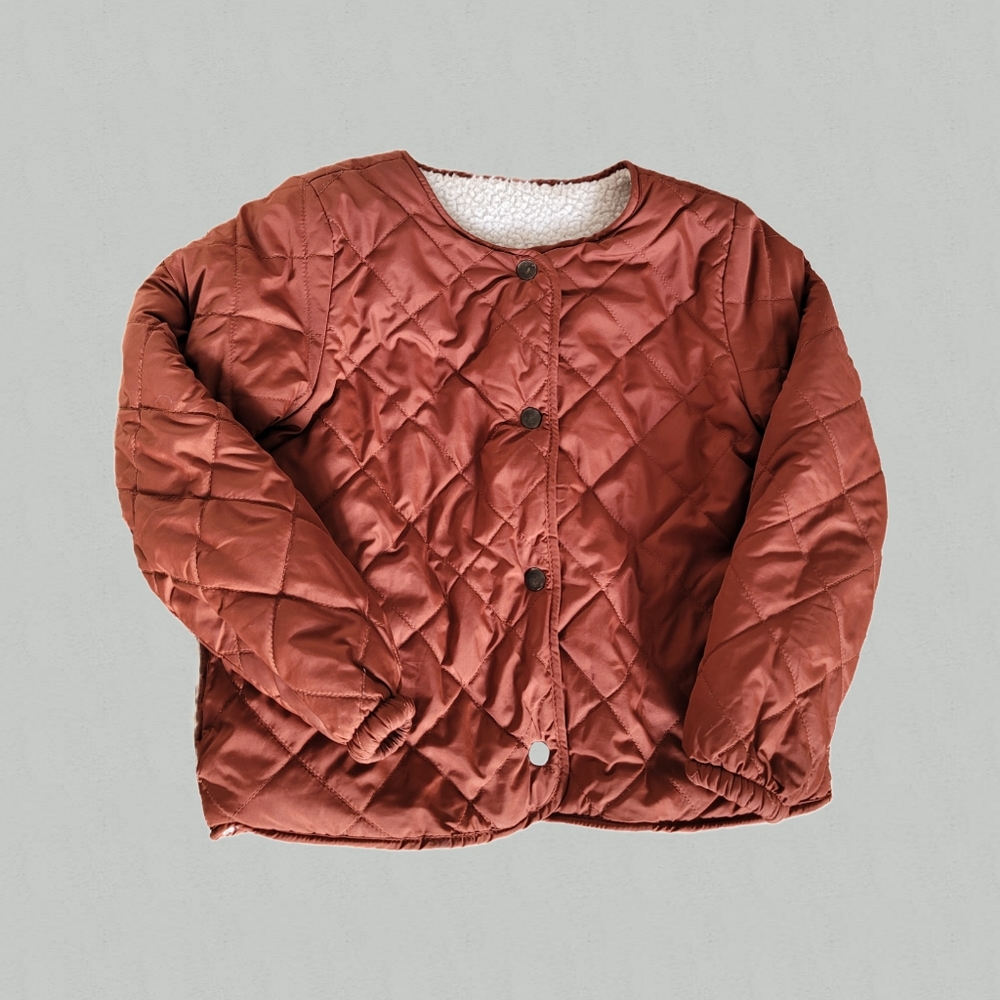 Reversible Rust Colored Quilted Sherpa Jacket 8Y